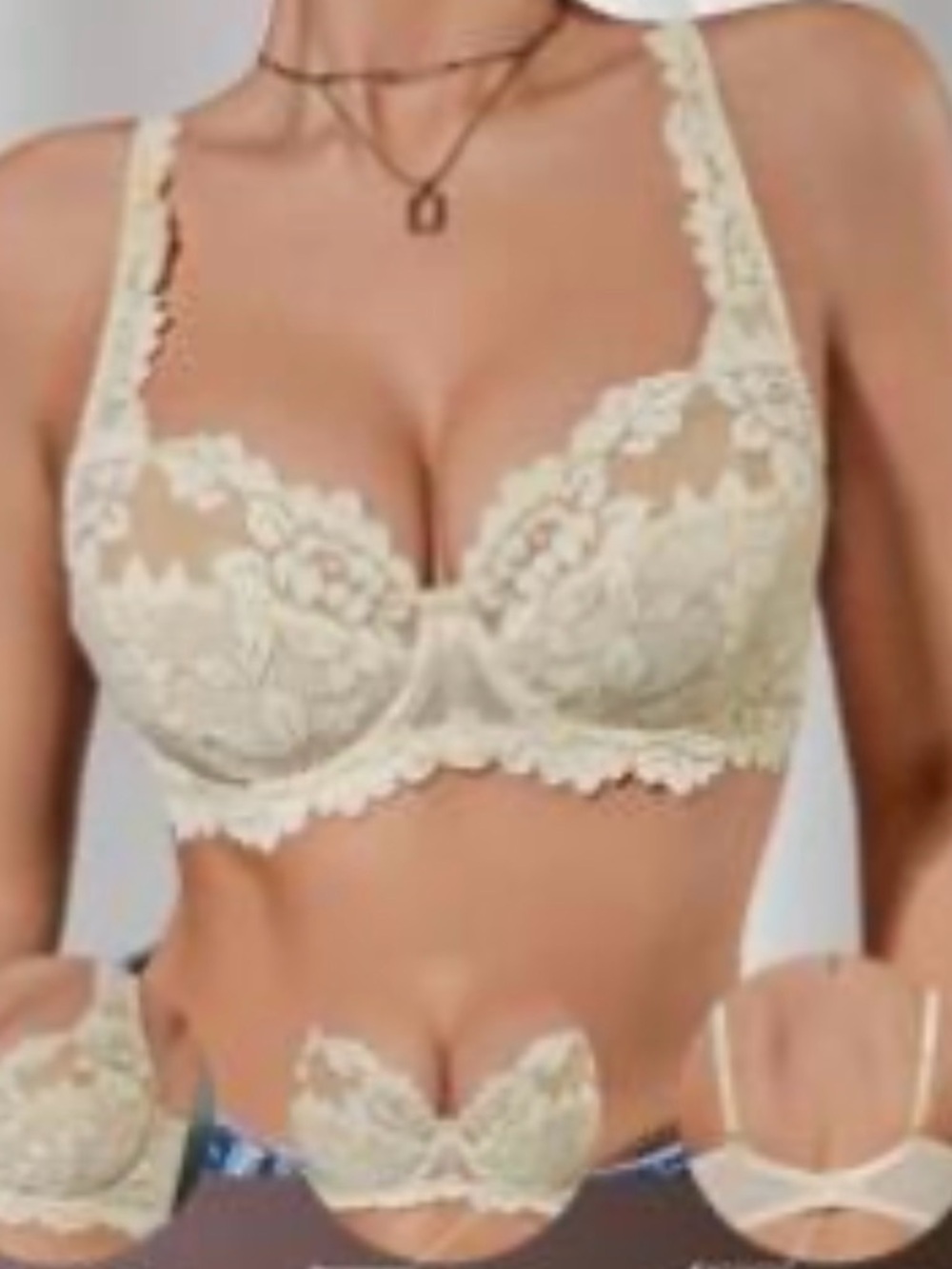 Lace Bra in Ivory - Women's Lace Support